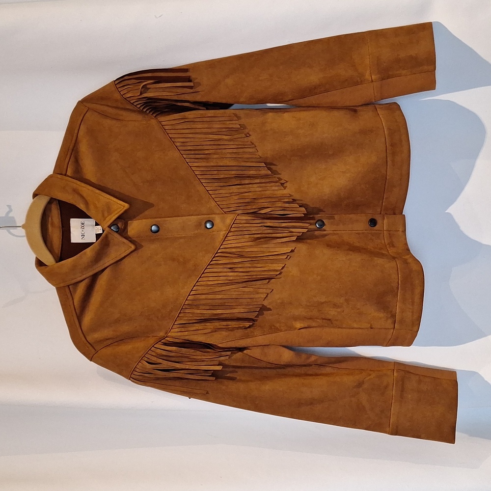 Nic + Zoe toffee fringe Rodeo Western Jacket size large NWT